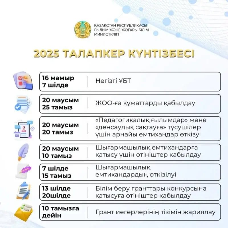 b6d104b220cb663f9166f8e2a8dbfdd6 ЖОО-ға құжат қашан қабылданатыны белгілі болды